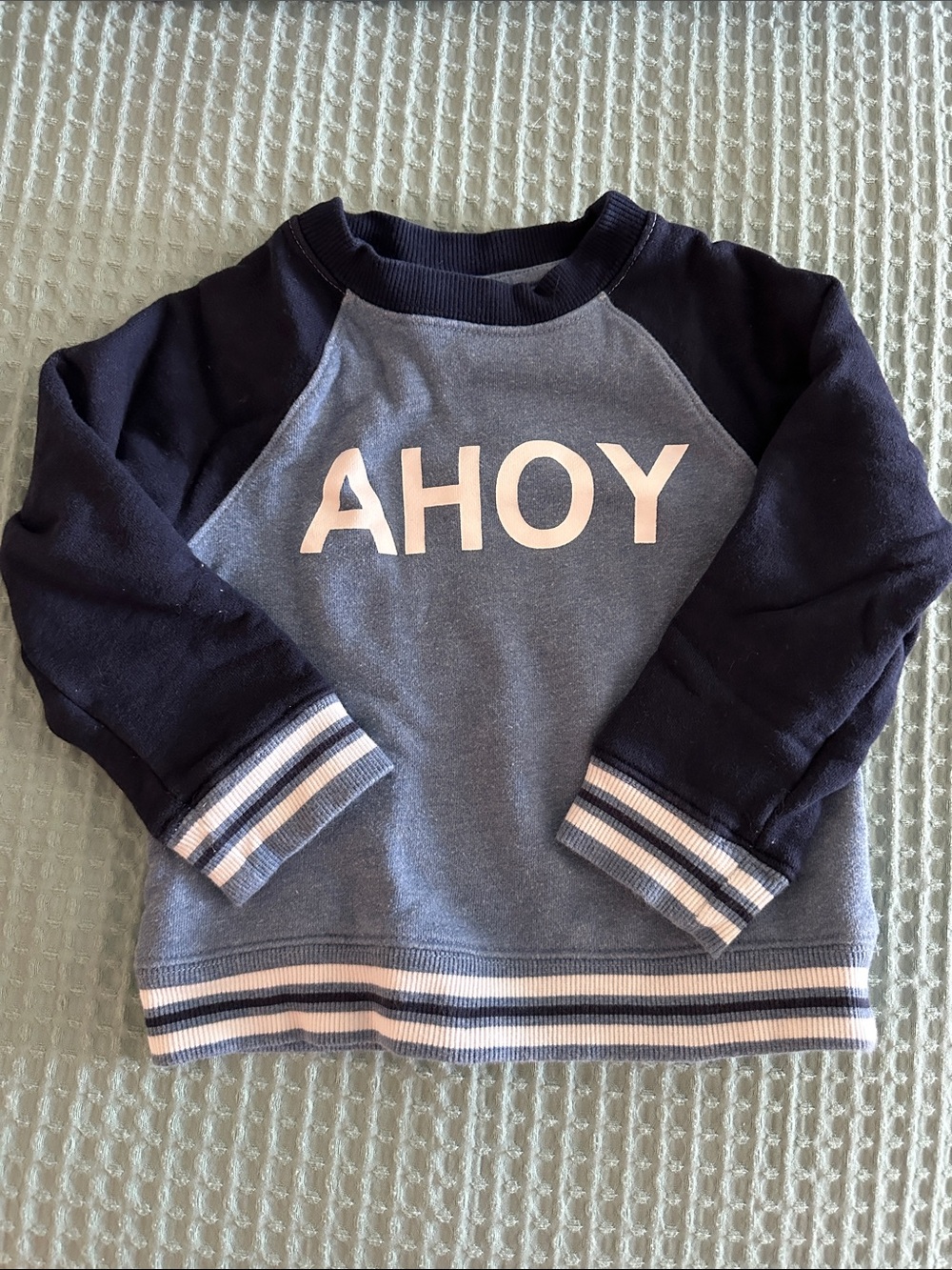 Janie and Jack Navy & Light Blue AHOY Raglan Sweatshirt